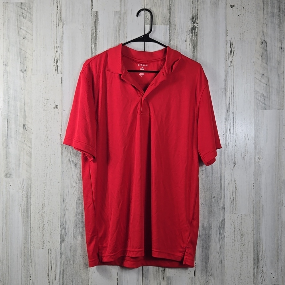 george mens red polo short sleeve shirt size medium 38-40